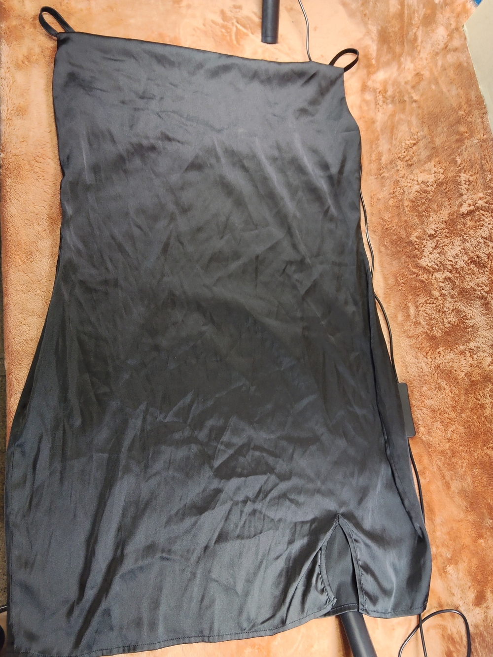 Satin Black Slip Dress with Spaghetti Straps